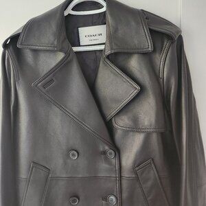 COACH Leather  Mini Trench Coat  Black size S